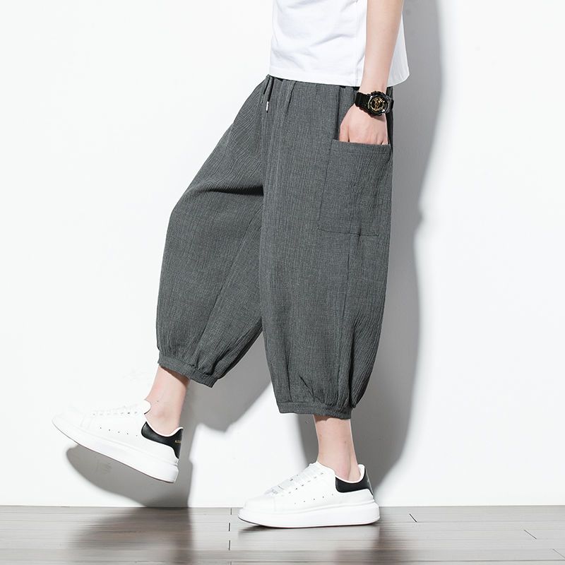 

Чоловічі Чорні Широкі Штани-Ліхтарики Еластичний Пояс Укорочені Штани-Гареми Повсякденний Вуличний Стиль L сірий колір