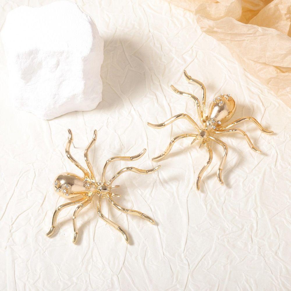 Opening Ring Spider Necklace Pin Insect Ear Studs Exquisite Exaggerated Spider Jewelry Set  Girls