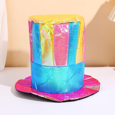 Cappello a Cilindro da Clown Colorato Oro per Halloween e Cosplay da Circo