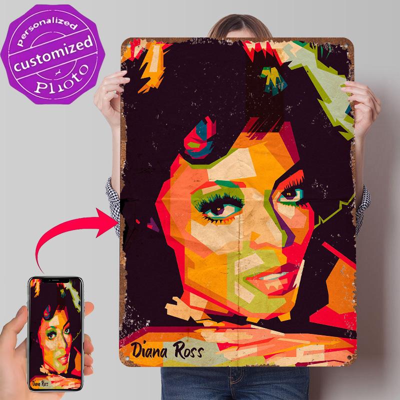 Diana Ross Poster Customized Vintage Metal Signs Wall Art Retro Tin Plaque for Bedroom Decoration Gaming Wand Deko Custom Plate