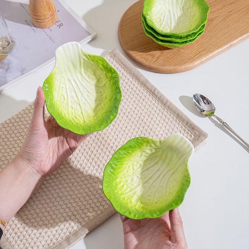 Linpan New Chinese Hand-painted Cabbage Ceramic Sauce Dishes