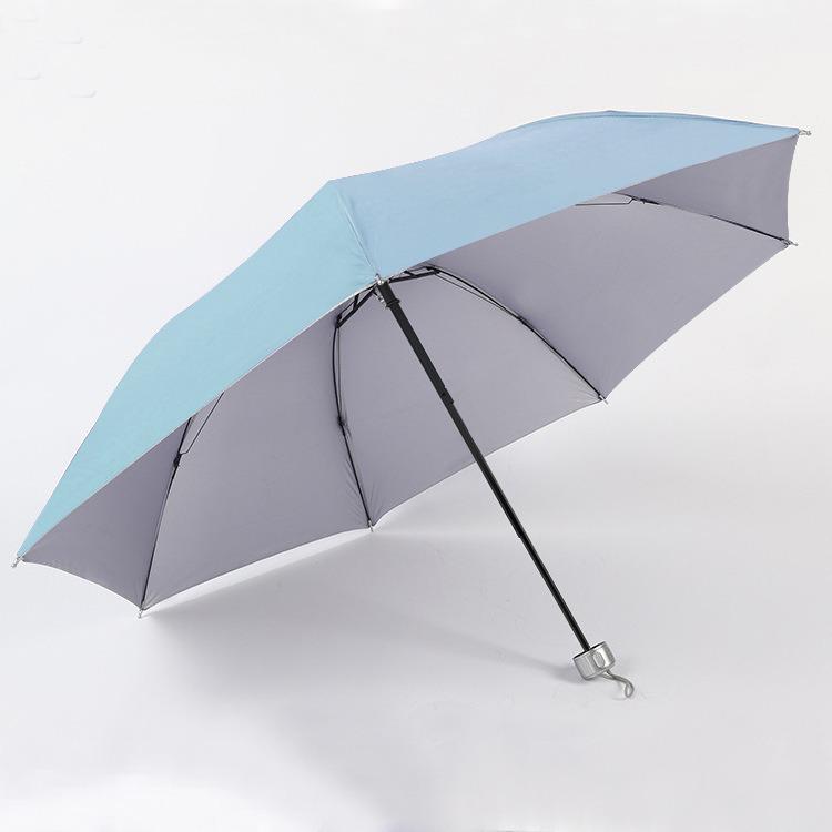 Silver Triple-Fold 7-Rib UV-Protection Sunshade Umbrella with Custom Printing
