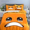 Cute Crying Orange Face Emoji 3PCS Bedding Set Soft Microfiber Duvet Cover Pillowcase Set For Kids Teens Bedroom Decor