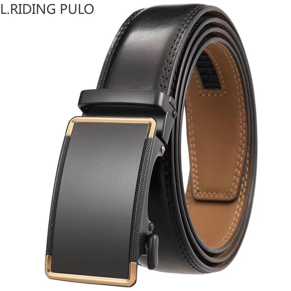 Gürtel Herrengürtel, automatische Schnalle, echtes Leder, ohne Zwischenschicht, 3,5 cm, einfacher Freizeitgürtel für mittleres und junges Alter, trendiger Herrengürtel