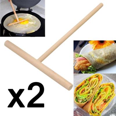 2 Peças de Madeira Redondas Espalhadores de Massa para Panqueca Crepe Ferramentas de Cozinha 16cm Novo