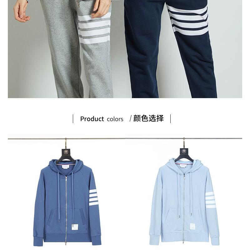 Unisex Cotton Woven Stripe Hooded Zip-Up Sweatshirt With 4-Stripe Detail Regular Fit Casual Daily Wear
