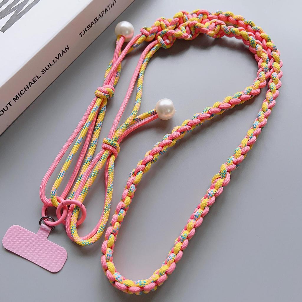 Cordelette tressée colorée réglable à quatre brins pour crossbody et porte-clés pour téléphone portable de filles