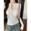2025 New Spring and Autumn Long Sleeve Inner Women T-Shirt Tight Slim Fit Office Women's Bottom Shirt Basic solid color O Neck Skinny Button Top