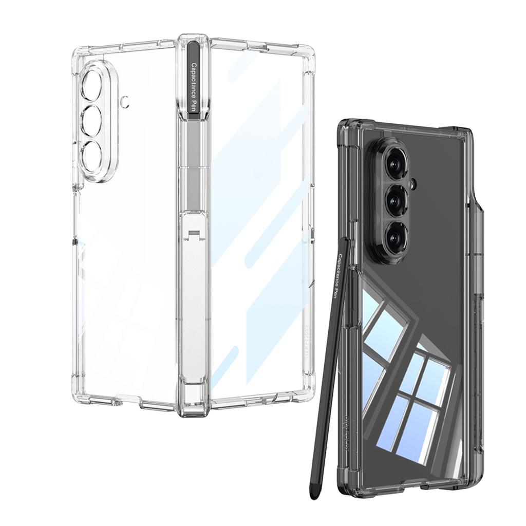 Samsung Zfold7 Mobile Phone Case with Pen Shaft Bracket Full Enclosure Membrane Airbag Anti Fall Transparent Protective Cover