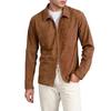 Men Coat Lapel Long Sleeve Solid Color Suede Jacket with Double-Ended Zipper Pockets Casual Street Style Outerwear