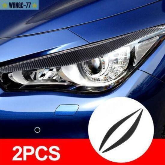 Car Headlamp Carbon Fiber Eyelashes Sticker Decor For 2014-20 INFINITI Q50