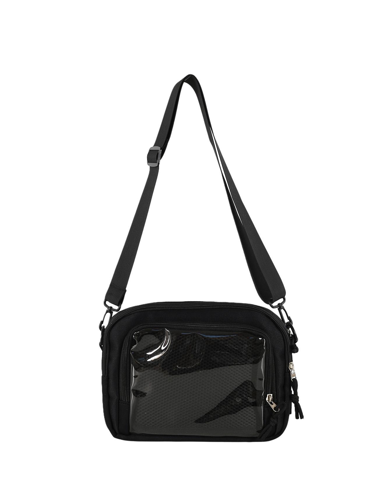 

New Lightweight Nylon Ita Crossbody Shoulder Bag Student Girl DIY Pin Bag Fashion Clear Itabag Female Cute Messenger Purse чёрный