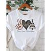 Printed Fashion New Year Women's T-shirt Top Merry Christmas Clothing Coffee Love Cute Holiday Pattern Round Neck Short Sleeve