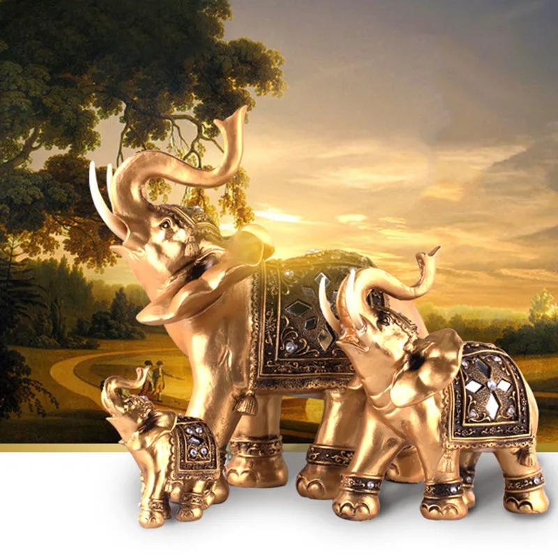 1 buc auriu rășină elefant statuie Feng Shui elegant elefant trunchi sculptură norocoasă avere figurină artizanat ornamente acasă decor