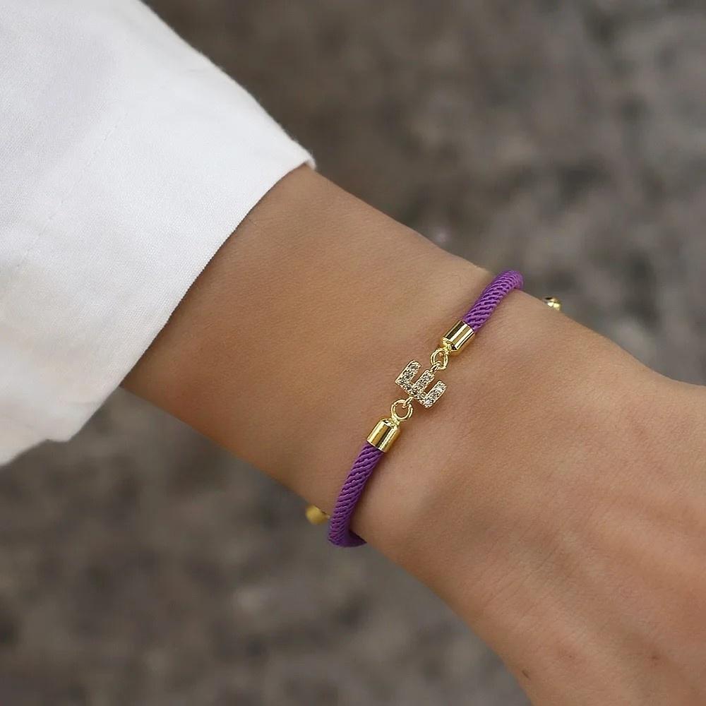 

New Brand Fashion Initial Letter Charm Bracelet Women Pave Zirconia A-Z Adjustable Rope Bracelet For Women Jewelry Gift Z