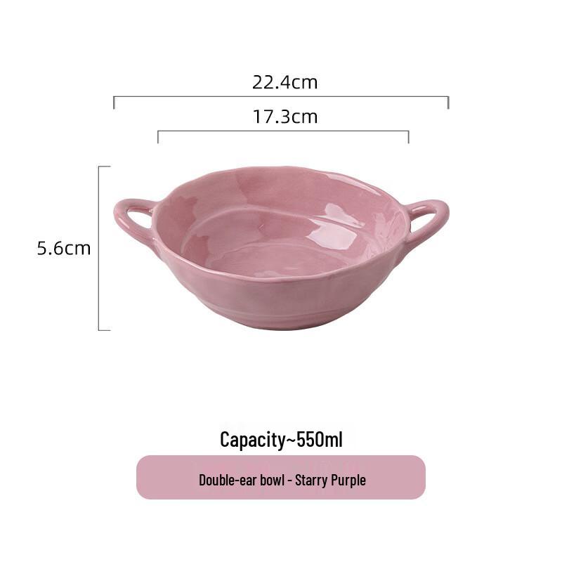 ZISIZ Retro Irregular Ceramic Double-Handled Bowl