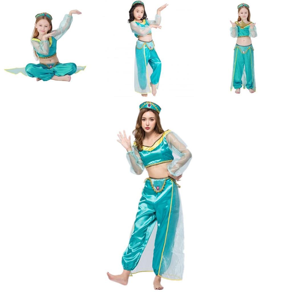 Enchanting Aladdin Princess Jasmine Cosplay Dress Set For Adults And Girls