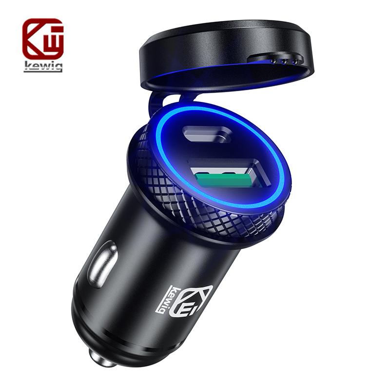 

Kewig Модернизированное автомобильное зарядное устройство USB C мощностью 60 Вт с быстрой зарядкой 3.0 PD USB FCP SCP для iPhone Xiaomi Samsung Быстрая зарядка автомобильного зарядного устройства для телефона