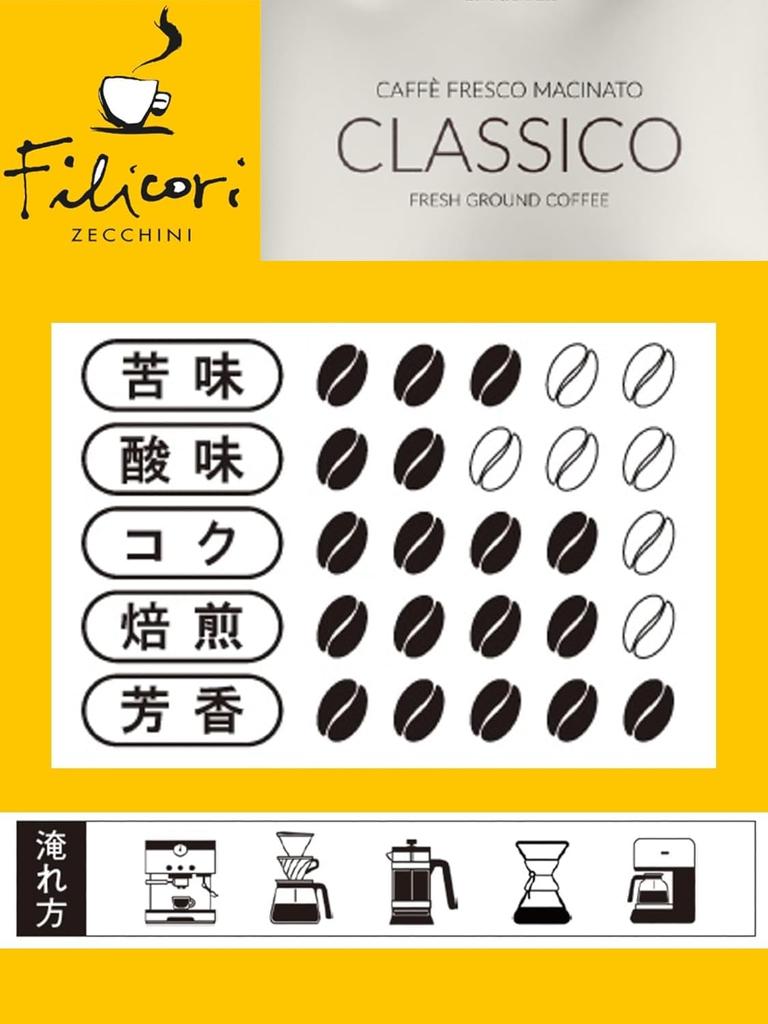 Nakato Selection Filicori Zecchini Classico Regular Coffee (Ground), 180g (Rich Bitter and Rich Flavor, Medium-Fine Grind), Founded in Italy in 1919