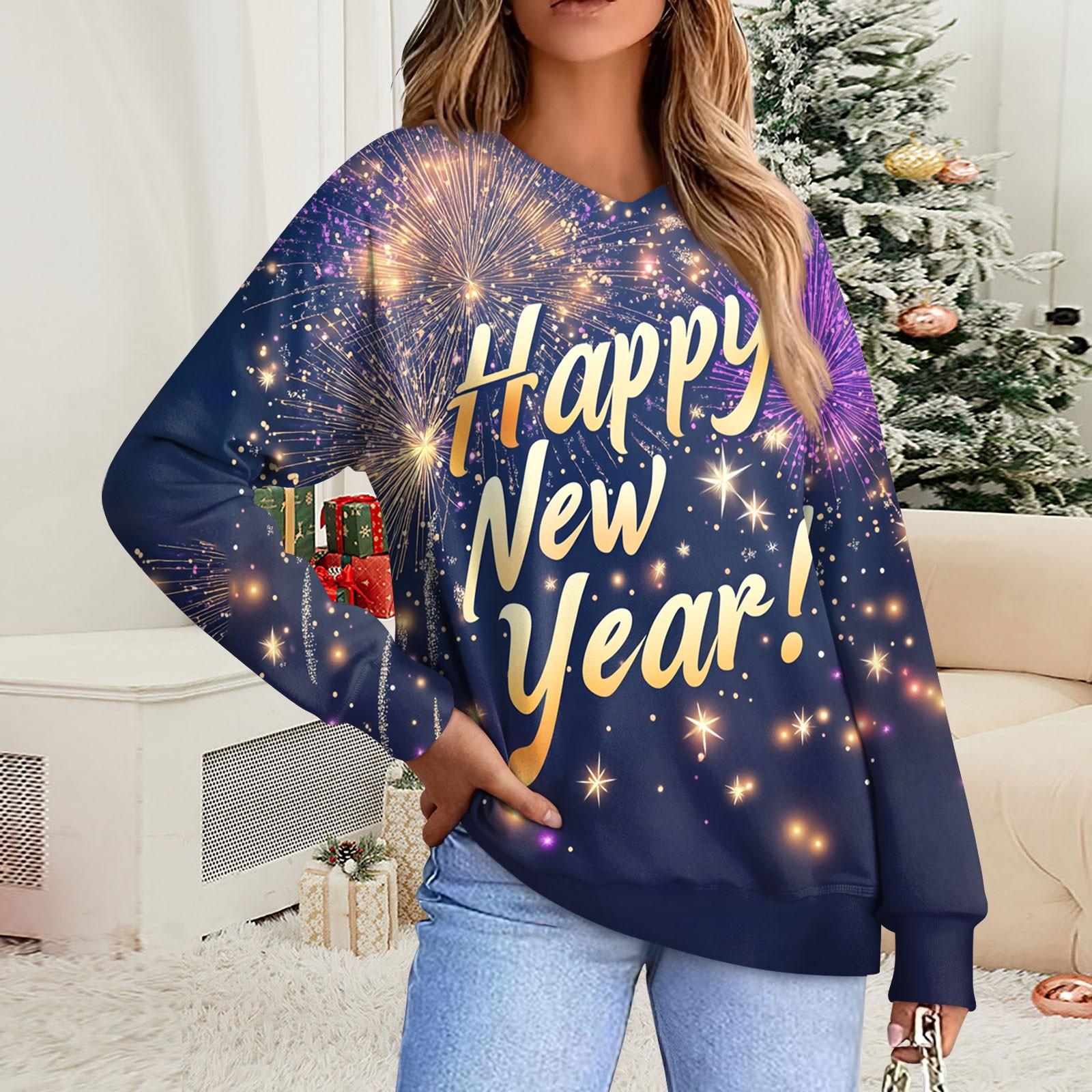 

Женская повседневная модная удобная толстовка с рукавом реглан и V-образным вырезом с рождественским принтом M фиолетовый