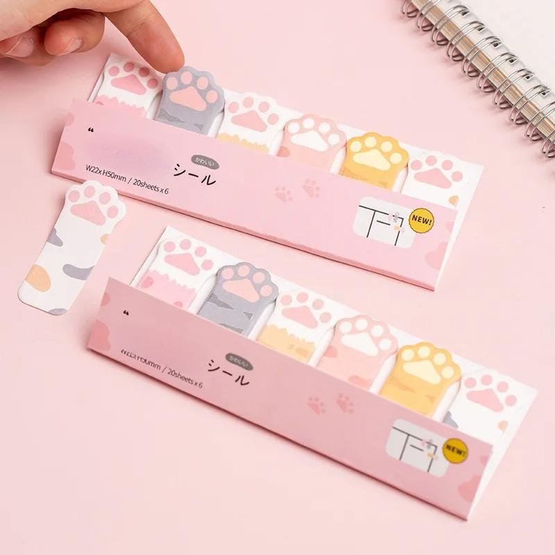 

120 Pages Kawaii Stationery Cartoon Cat Paw Memo Pad Bookmark Flags Index Tab Sticky Notes Label Paper Stickers