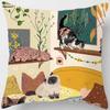 Cat Is Leisure Life Square Pillowcase for Home Decoration Car Sofa Cushion Cover Outdoor Seat Decoration Accessories 45x45cm