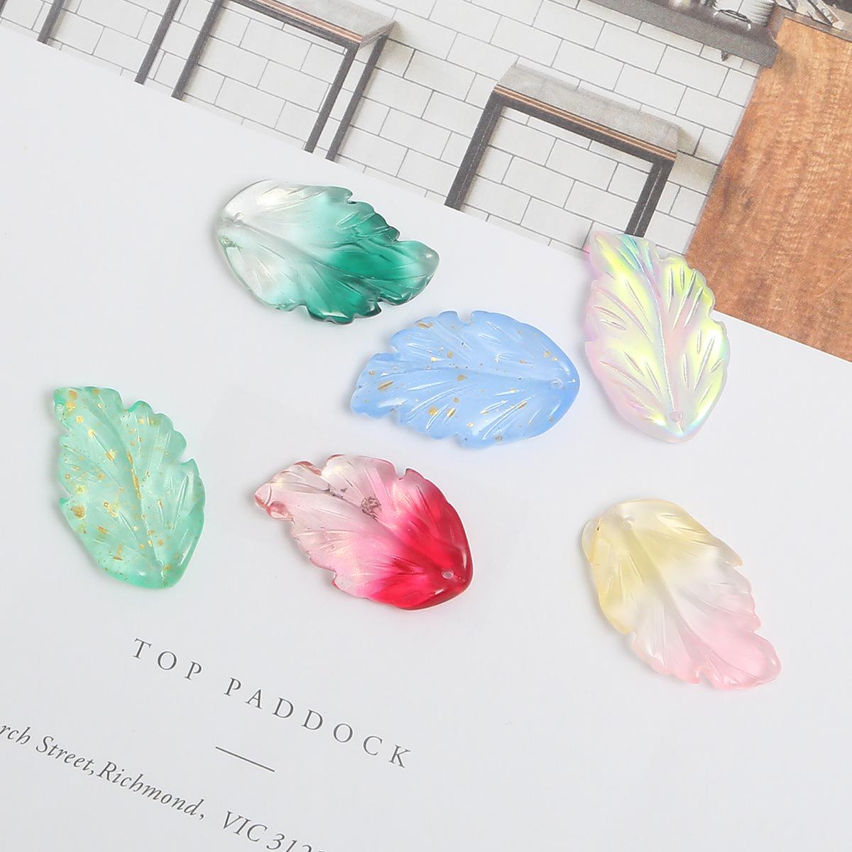 

10pcs Glass Feather Leaf Beads for DIY Handmade Hairpins, Bracelets, Earrings, and Jewelry Accessories 17X28mm 10 pieces/pack
