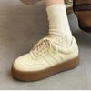 Genuine Leather Training Shoes for Women's Spring Thick Sole Elevated Board Shoes, Casual Sports Little White Shoes