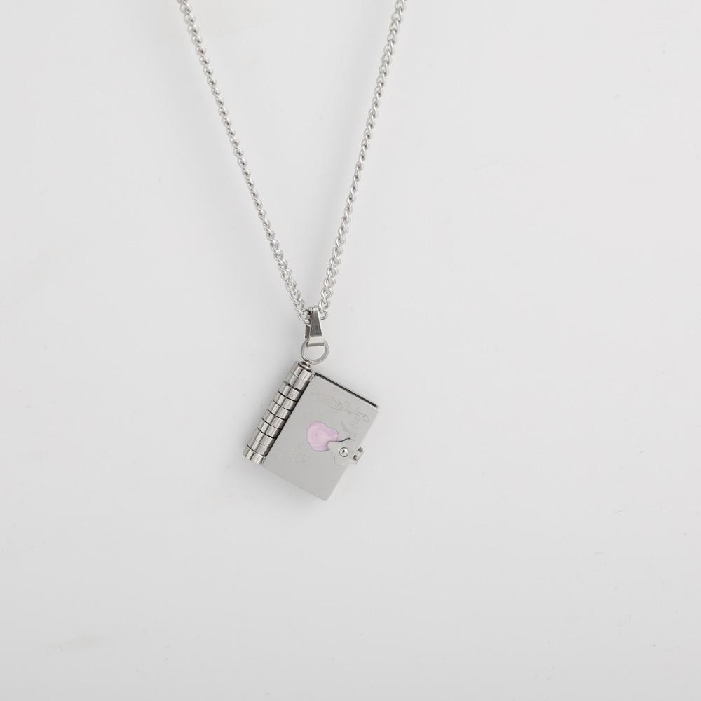 Metal Women's Sweater Chain Stainless Steel Lovers Choker Necklace Book Pendant Necklace  Gift