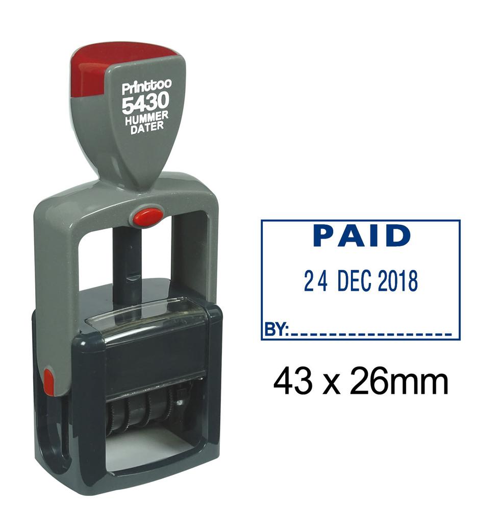 Printtoo Heavy Duty Dater Stamp Office Stationery With Paid By Text Self Inking Date Rubber