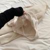 Women Knitted Tote Bag Crochet Shoulder Bag with Flower Decor Hollow Out Handbag Casual Beach Bag Outdoor Travel Bag