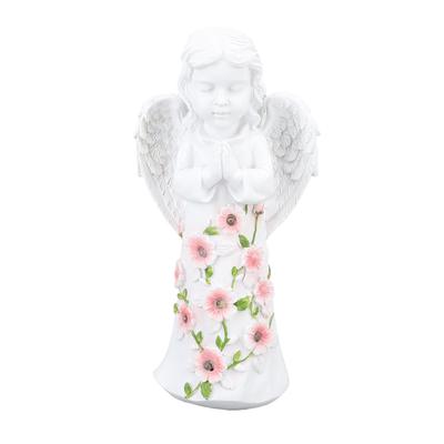 Statue de Jardin Solaire Ange avec Succulente Décor de Pelouse Extérieur Figurine de Jardin pour Patio Balcon Cour