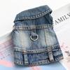Pet puppy dog clothes with leash ring spring autumn winter denim jacket vest jacket