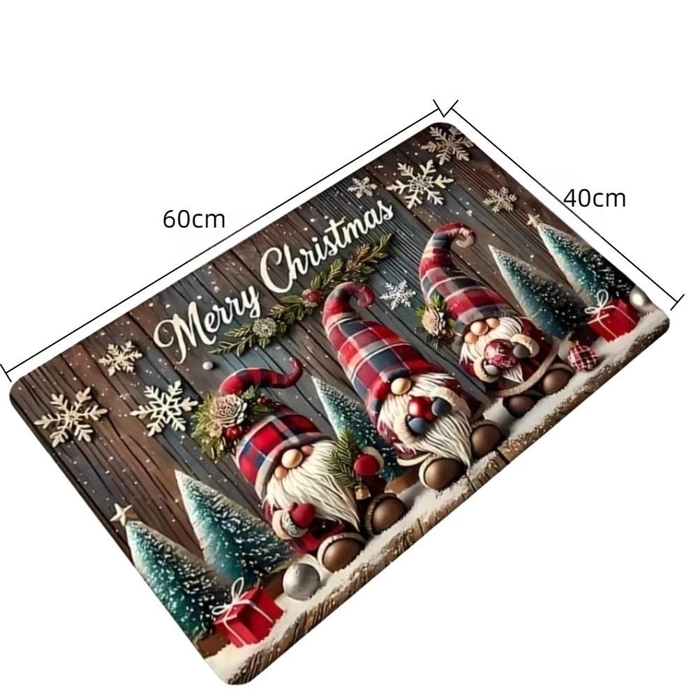 Quick Dry Xmas Non-slip Area Bath Rug Square Toilet Entrance Mud Mat Christmas Decorations