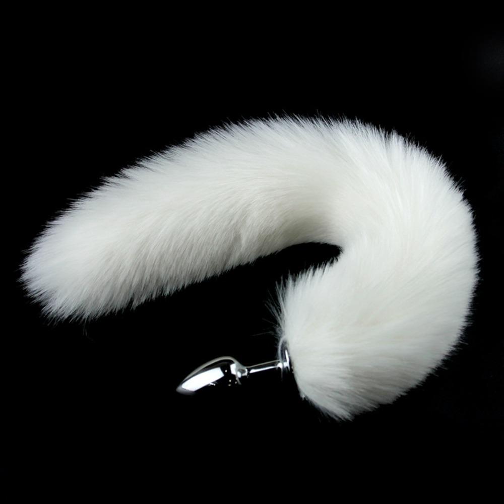 Erotic SM Props Small Metal Anal Plug Solid Colour Fox Tail Anal Plug Vestibular Development Tempering Adult Supplies