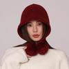 Wool Balaclava Women's Face Revealing Small Ear Protection Fur Ball Knitted Wool Hat Winter