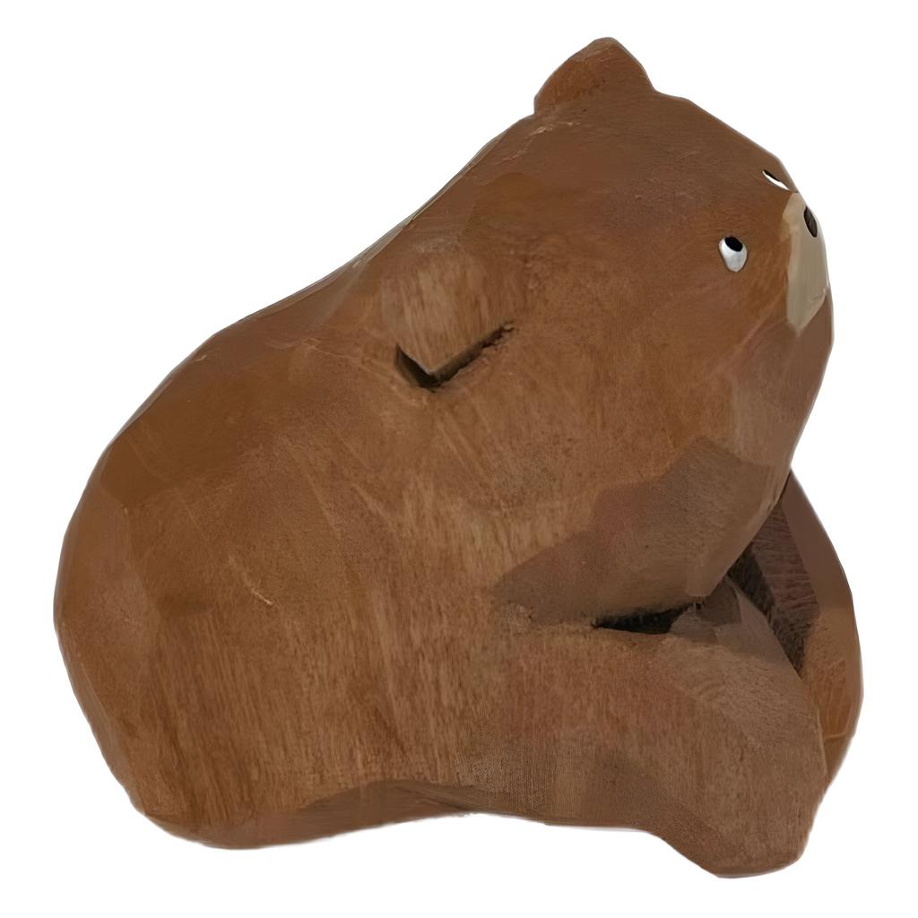 Solid Wood Hand-carved Cute Bear Desktop Ornaments For Bedroom And Living Room Entrance Decoration Ornaments Can Be Used As Gift