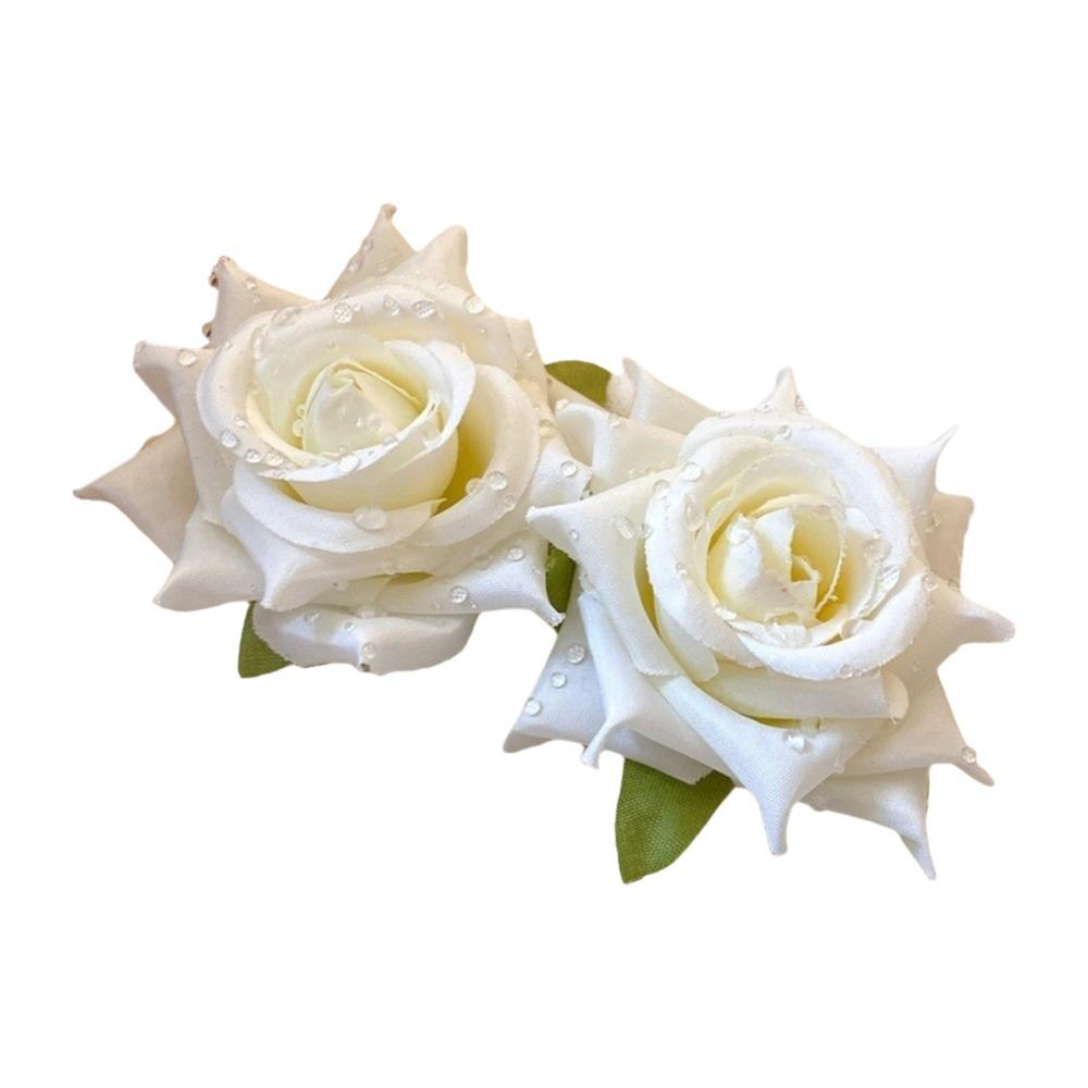 Cloth Floral Stud Earrings Solid Color Drop Earrings Retro Rose Flower Earrings  Women