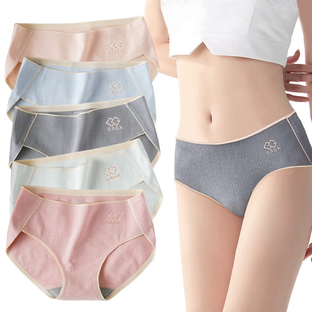 Reyika Cotton Panties Seamless Cotton Underwear Type Women's 100% (5-Pack) Panties, Breathable, Deodorizing, Antibacterial, (XL, A)