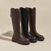Brown boots women's 2025 new thick-soled small man but knee knight boots spring and autumn thin temperament high boots