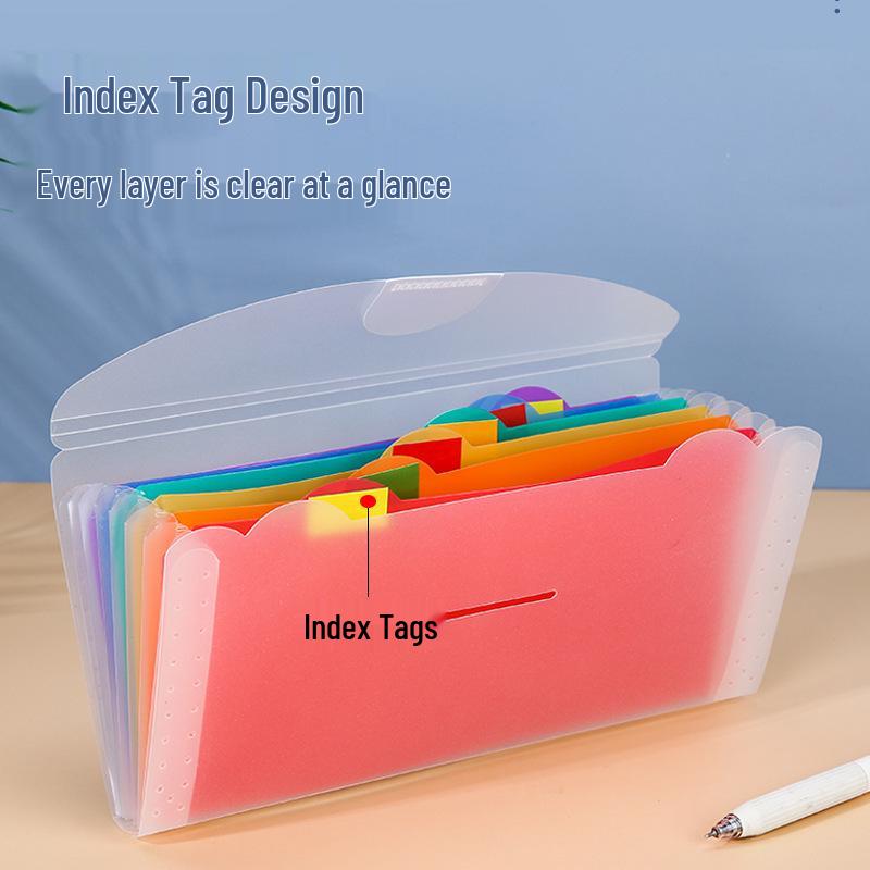 13-Grid Accordion File: Portable, Multi-Layer Rainbow Document Storage Bag