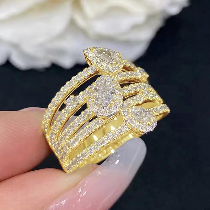 CAOSHI Shining Gold Color/Silver Color Party Ring Elegant Accessories Daily Wearable Classic Cubic Zirconia Jewelry for Women