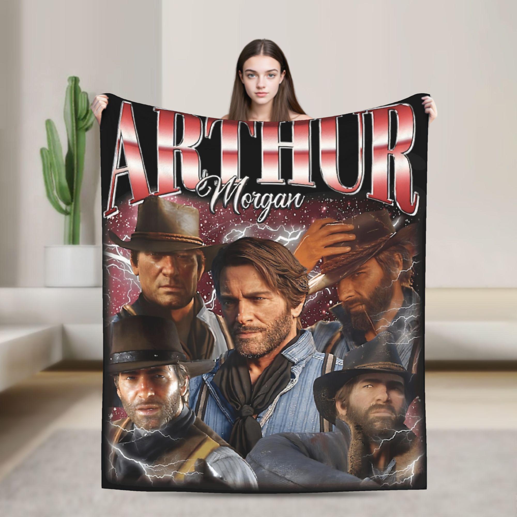 Helenal Unisex Red Arthur Morgan West Cowboy Action King Game Character Blanket Dead Emption Warm Soft Plush Throw Blanket For Bed Cover