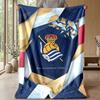 Coperta in Morbido Pile di Flanella FC Real Sociedad Leggera Accogliente Calda Coperta da Lancio per Divano Letto Arredamento per la Casa