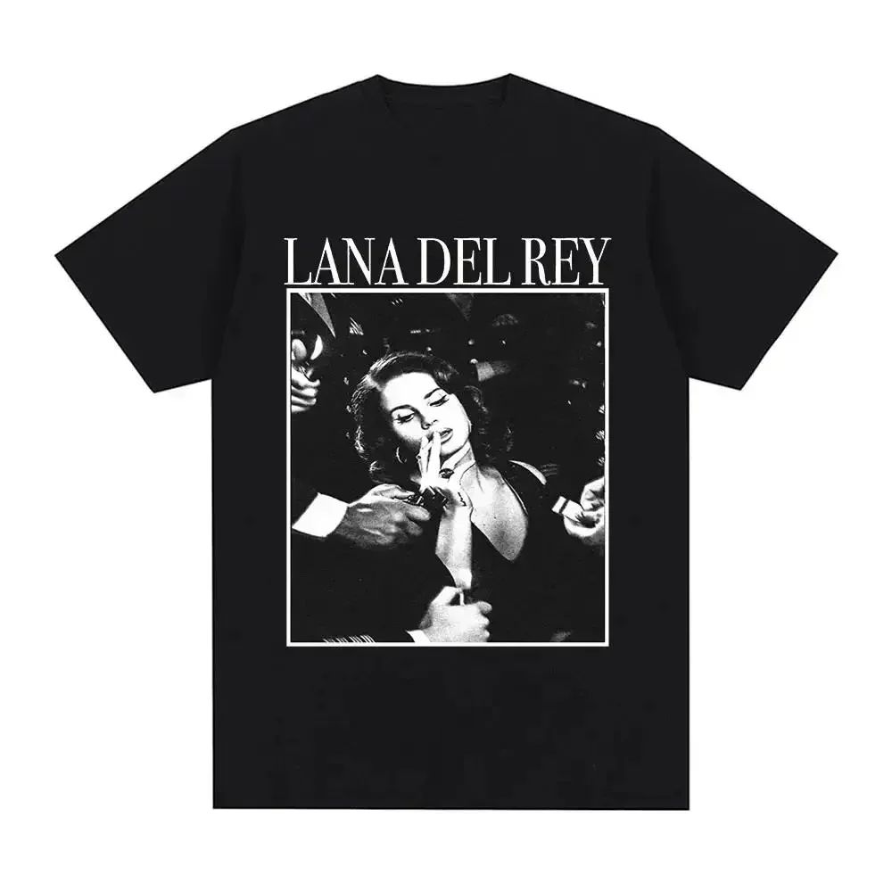 Harajuku Y2k Oberteile Vintage Hip Hop T-Shirts Sängerin Lana Del Rey Aufdruck T-Shirt Streetwear Kurzarm Lässiges Lockeres T-Shirt Unisex