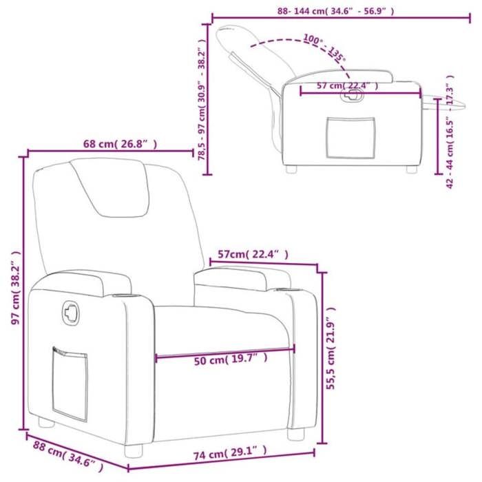 VidaXL Fauteuil Inclinable, Chaise de Relaxation avec Dossier, Siège avec Accoudoirs Rembourrés Salle de Séjour, Moderne, 372369