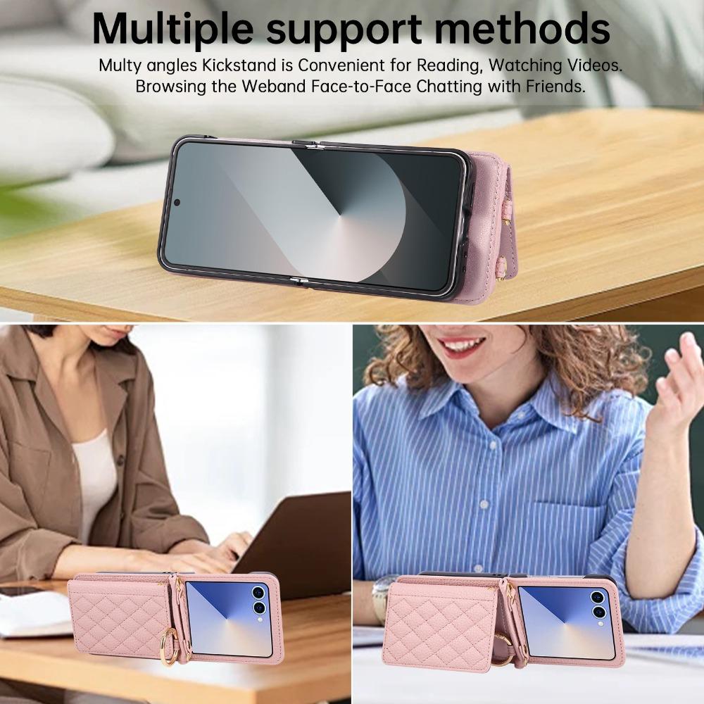 Crossbody Wallet Ring Phone Case for Samsung Galaxy Z Flip 7 6 5 5 4 3 Flip7 Flip6 Flip5 Card Slot Business Leather Cover Coque