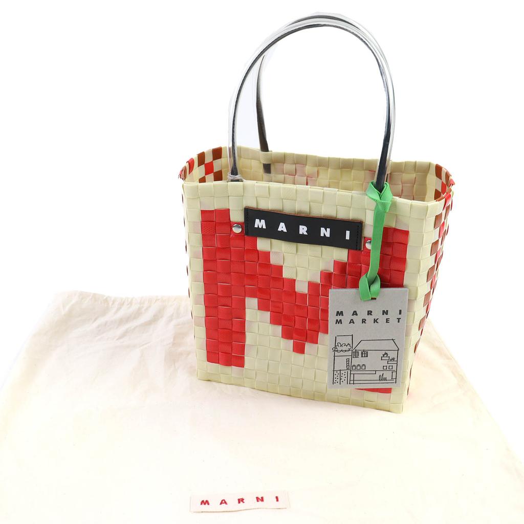 Pristine MARNI Handbag Mini basket bag Ivory Red Women SHMH0063JN Used