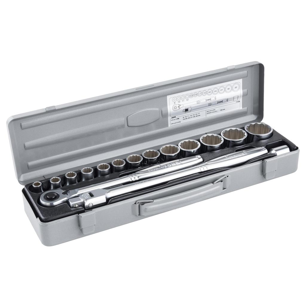 TONE 770M Drive Socket Wrench 16 Silver 12.7mm (1/2") Set, Pieces,