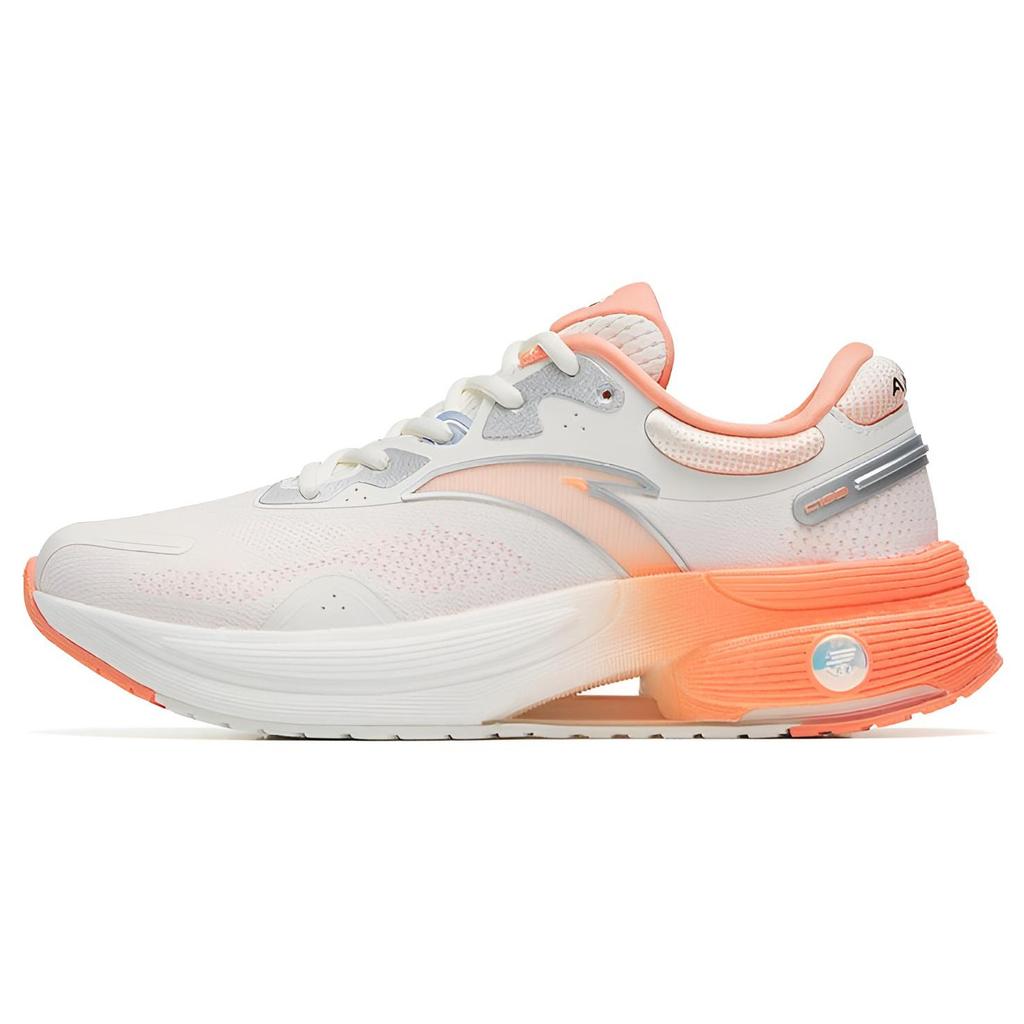 New Anta C100 Collection Wear Resistant Low Top Running Shoes Women's White Orange Silver 122245586-1